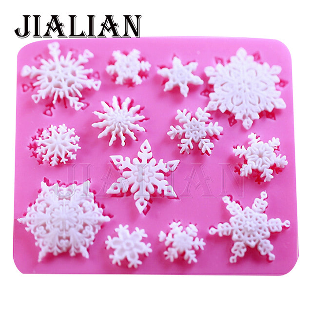 силиконовая форма в виде снежинок 3D christmas decorations snowflake Lace chocolate Party DIY fondant baking cooking cake decorating tools silicone mold