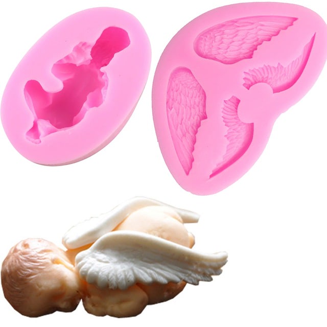 силиконовая 3д форма ангелочка Sleeping Baby And Angel Wing Shape 3D Silicone baking mould